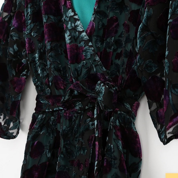 Lulus Completely Enamored Green Floral Velvet Romper - Picture 5 of 8